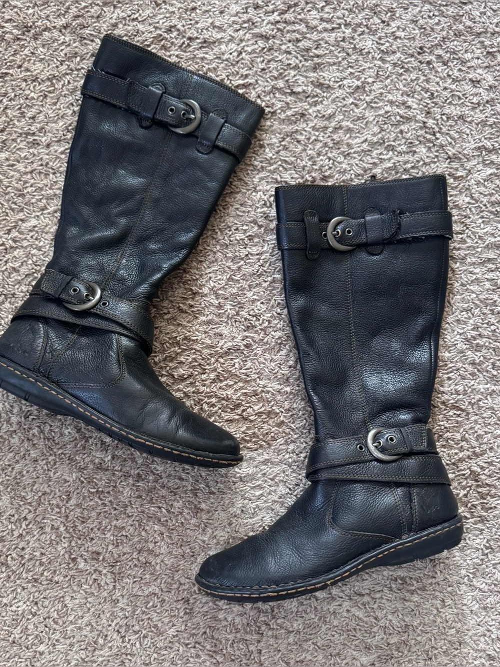 BOC Born Concept Black Leather Knee High Boots Women’s Size 7